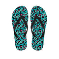 Turquoise And Pink Leopard Print Flip Flops