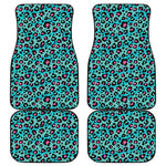 Turquoise And Pink Leopard Print Front and Back Car Floor Mats