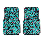 Turquoise And Pink Leopard Print Front Car Floor Mats