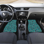 Turquoise And Pink Leopard Print Front Car Floor Mats