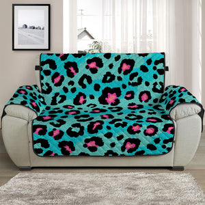 Turquoise And Pink Leopard Print Half Sofa Protector