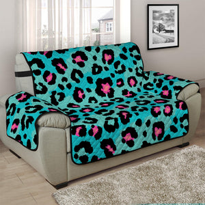 Turquoise And Pink Leopard Print Half Sofa Protector