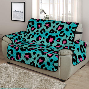 Turquoise And Pink Leopard Print Half Sofa Protector