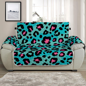 Turquoise And Pink Leopard Print Half Sofa Protector