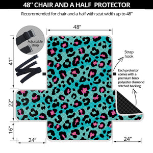 Turquoise And Pink Leopard Print Half Sofa Protector