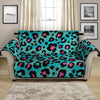 Turquoise And Pink Leopard Print Loveseat Protector