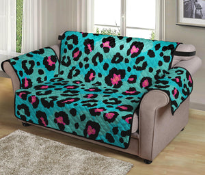 Turquoise And Pink Leopard Print Loveseat Protector