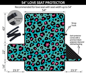 Turquoise And Pink Leopard Print Loveseat Protector