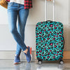 Turquoise And Pink Leopard Print Luggage Cover