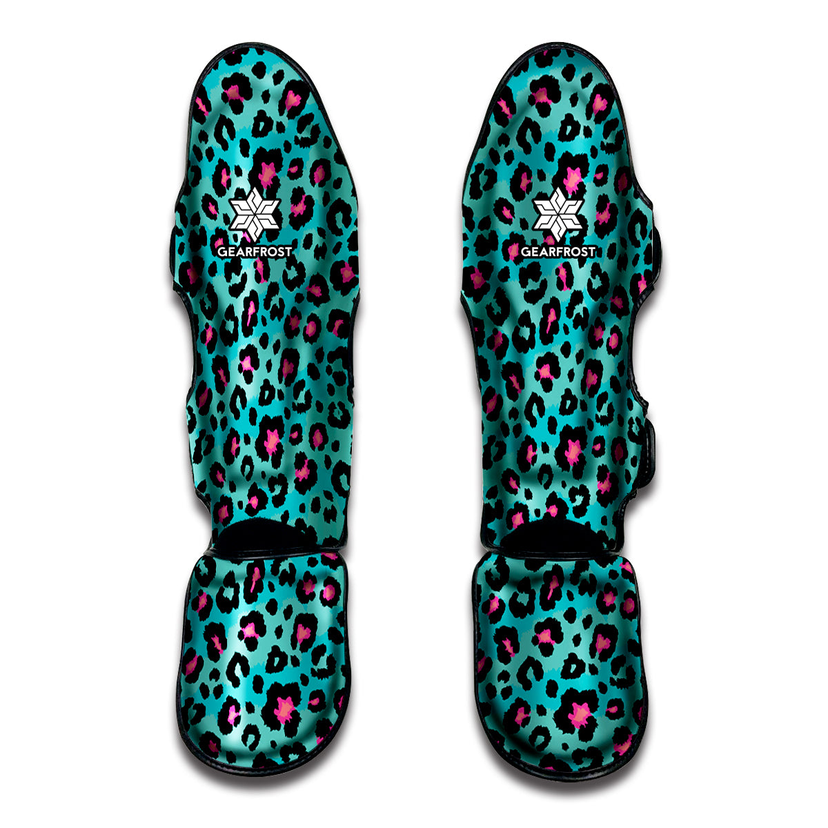 Turquoise And Pink Leopard Print Muay Thai Shin Guard