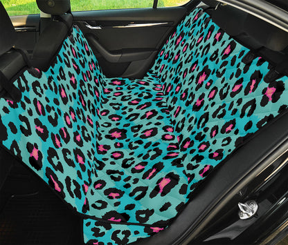 Turquoise And Pink Leopard Print Pet Car Back Seat Cover