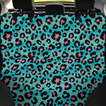 Turquoise And Pink Leopard Print Pet Car Back Seat Cover