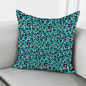 Turquoise And Pink Leopard Print Pillow Cover