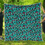 Turquoise And Pink Leopard Print Quilt