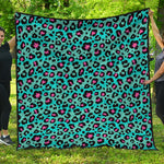 Turquoise And Pink Leopard Print Quilt