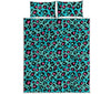 Turquoise And Pink Leopard Print Quilt Bed Set