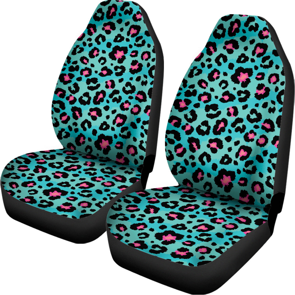 Turquoise And Pink Leopard Print Universal Fit Car Seat Covers