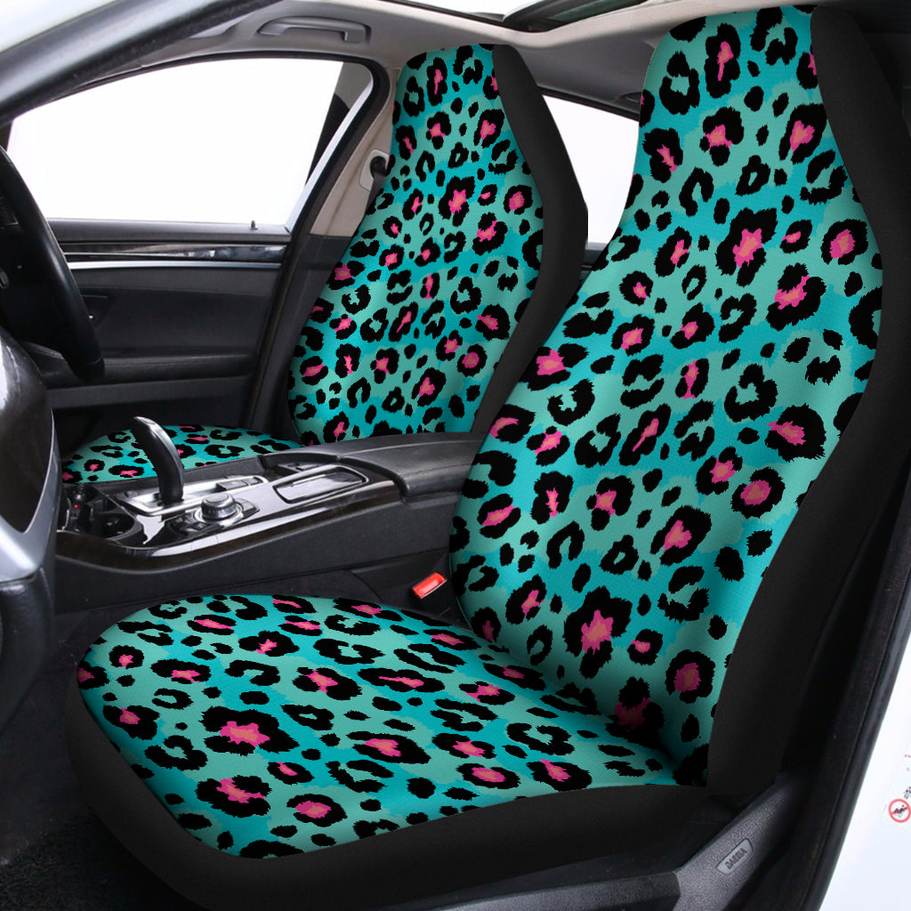 Turquoise And Pink Leopard Print Universal Fit Car Seat Covers