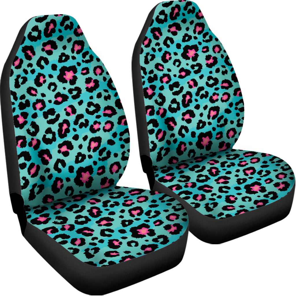 Turquoise And Pink Leopard Print Universal Fit Car Seat Covers