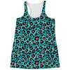 Turquoise And Pink Leopard Print Women's Racerback Tank Top