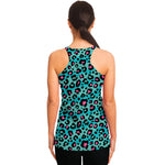 Turquoise And Pink Leopard Print Women's Racerback Tank Top