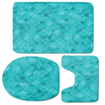Turquoise Argyle Pattern Print 3 Piece Bath Mat Set