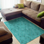 Turquoise Argyle Pattern Print Area Rug