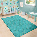 Turquoise Argyle Pattern Print Area Rug