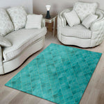 Turquoise Argyle Pattern Print Area Rug
