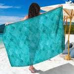 Turquoise Argyle Pattern Print Beach Sarong Wrap