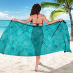 Turquoise Argyle Pattern Print Beach Sarong Wrap