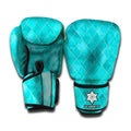 Turquoise Argyle Pattern Print Boxing Gloves
