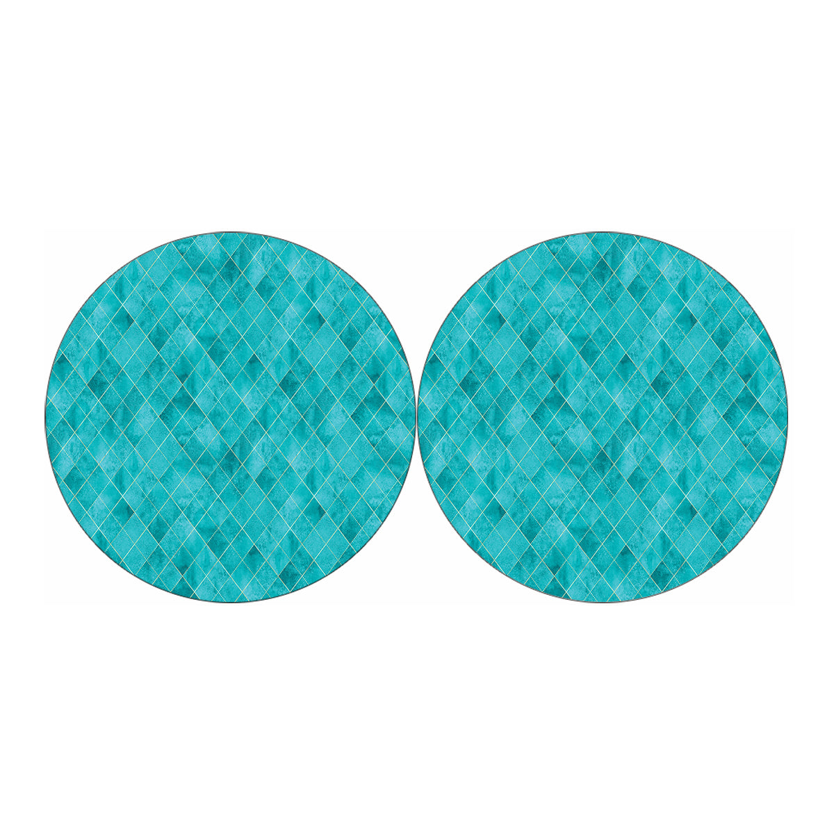 Turquoise Argyle Pattern Print Car Coasters