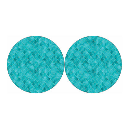 Turquoise Argyle Pattern Print Car Coasters