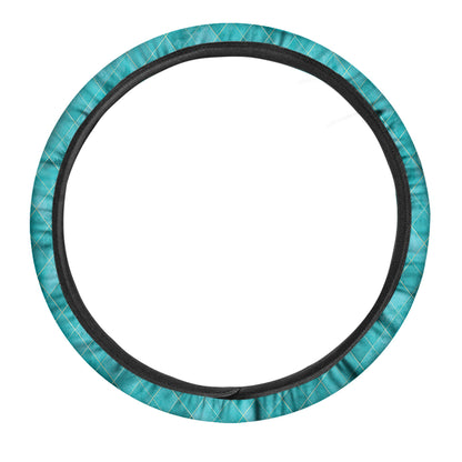 Turquoise Argyle Pattern Print Car Steering Wheel Cover