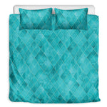 Turquoise Argyle Pattern Print Duvet Cover Bedding Set