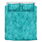 Turquoise Argyle Pattern Print Duvet Cover Bedding Set