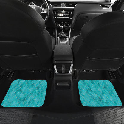 Turquoise Argyle Pattern Print Front and Back Car Floor Mats