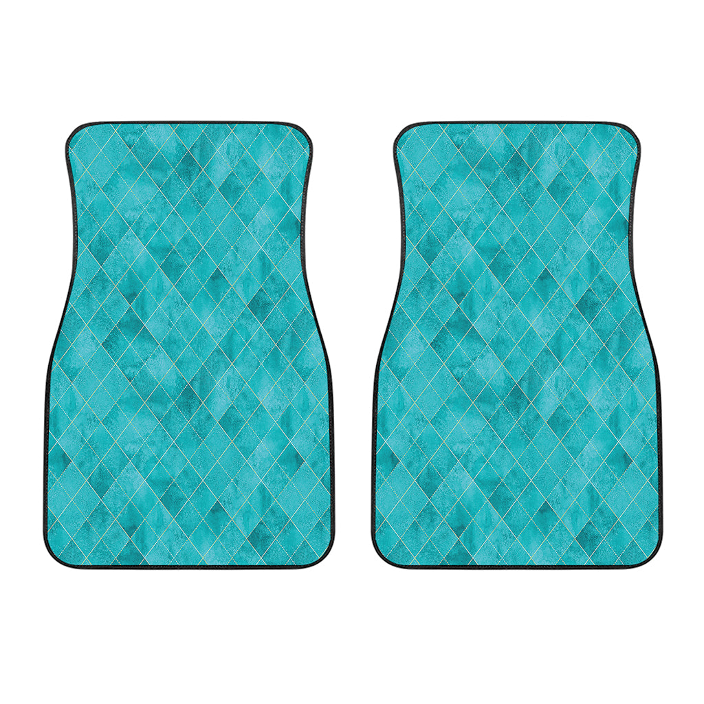 Turquoise Argyle Pattern Print Front Car Floor Mats