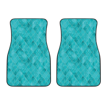 Turquoise Argyle Pattern Print Front Car Floor Mats