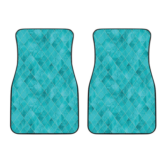Turquoise Argyle Pattern Print Front Car Floor Mats