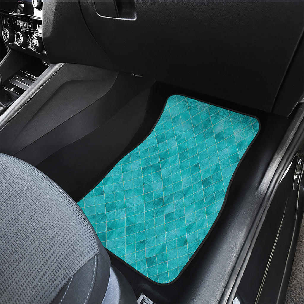 Turquoise Argyle Pattern Print Front Car Floor Mats