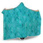 Turquoise Argyle Pattern Print Hooded Blanket