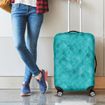 Turquoise Argyle Pattern Print Luggage Cover