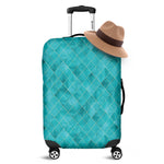 Turquoise Argyle Pattern Print Luggage Cover