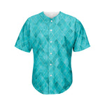 Turquoise Argyle Pattern Print Men's Baseball Jersey