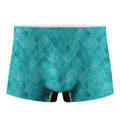 Turquoise Argyle Pattern Print Men's Boxer Briefs
