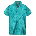 Turquoise Argyle Pattern Print Men's Short Sleeve Shirt