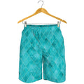 Turquoise Argyle Pattern Print Men's Shorts