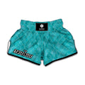 Turquoise Argyle Pattern Print Muay Thai Boxing Shorts